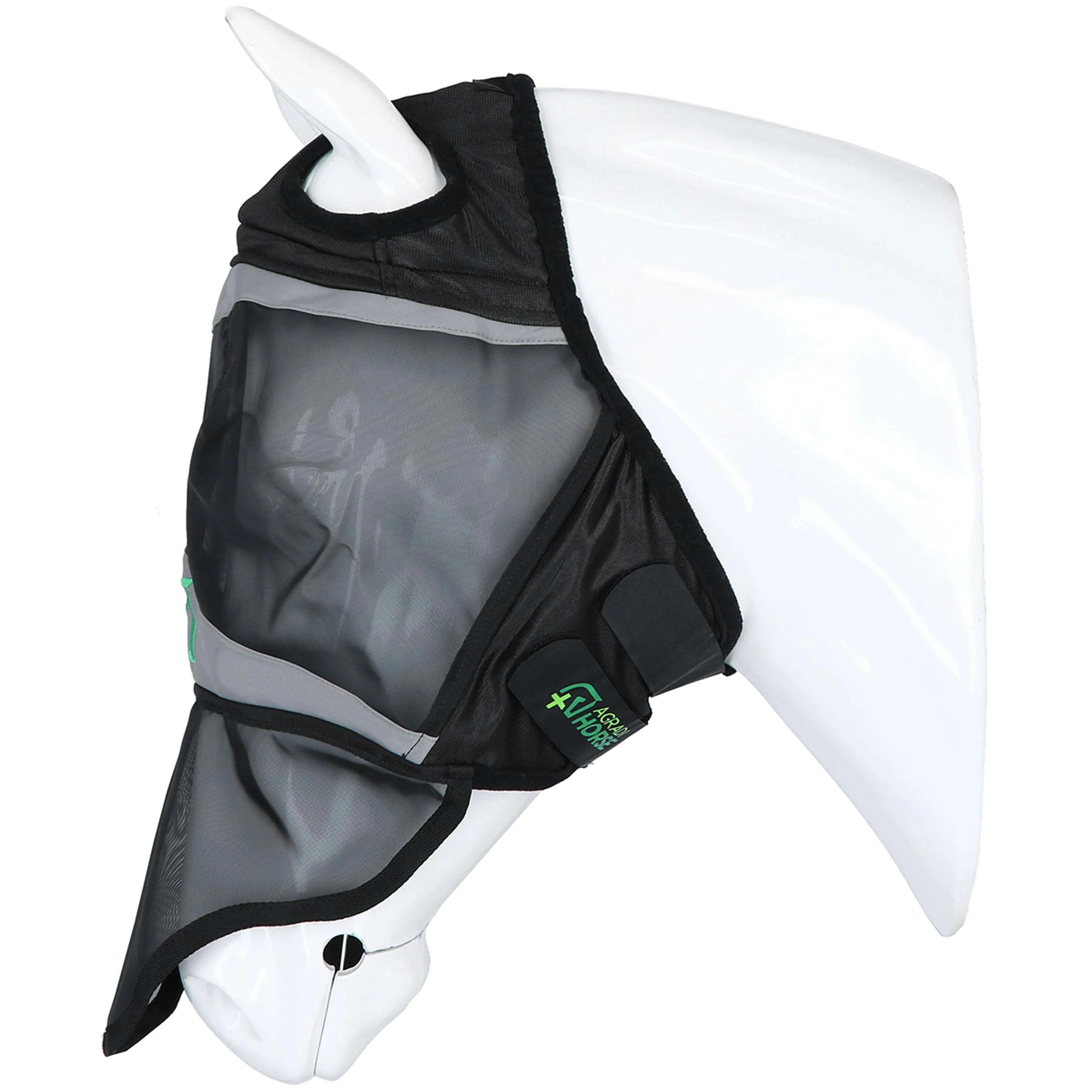 Agradi Horse Masque Anti-Mouches Fine Mesh avec Découpe D'oreille et le Nez Noir - Image 3