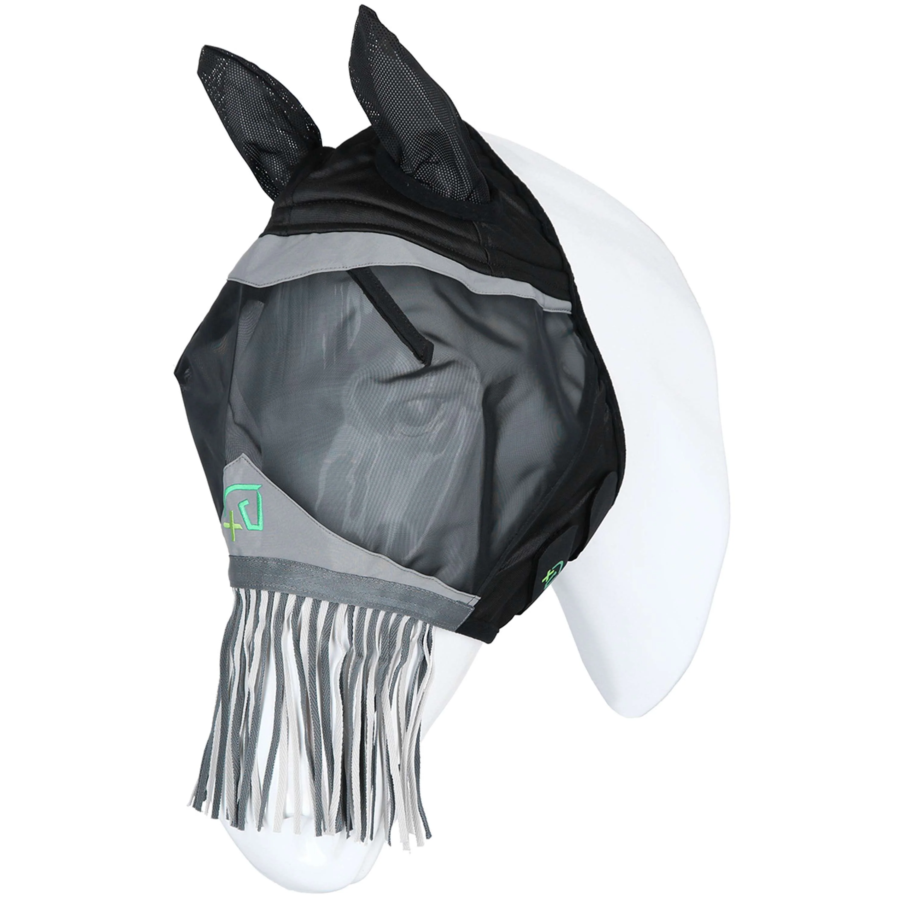 Agradi Horse Masque Anti-Mouches Fine Mesh avec Oreilles et Franges Noir - Image 2