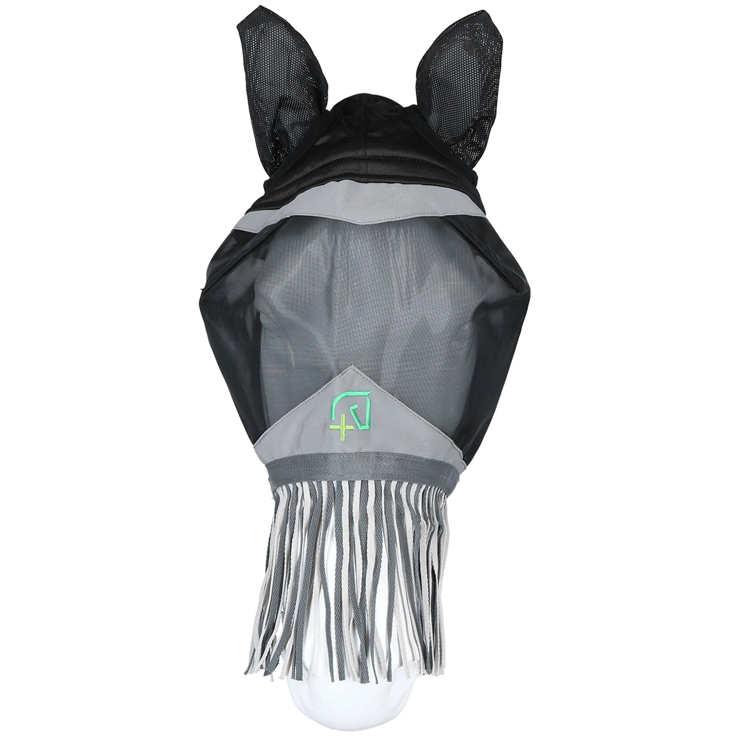 Agradi Horse Masque Anti-Mouches Fine Mesh avec Oreilles et Franges Noir - Image 5