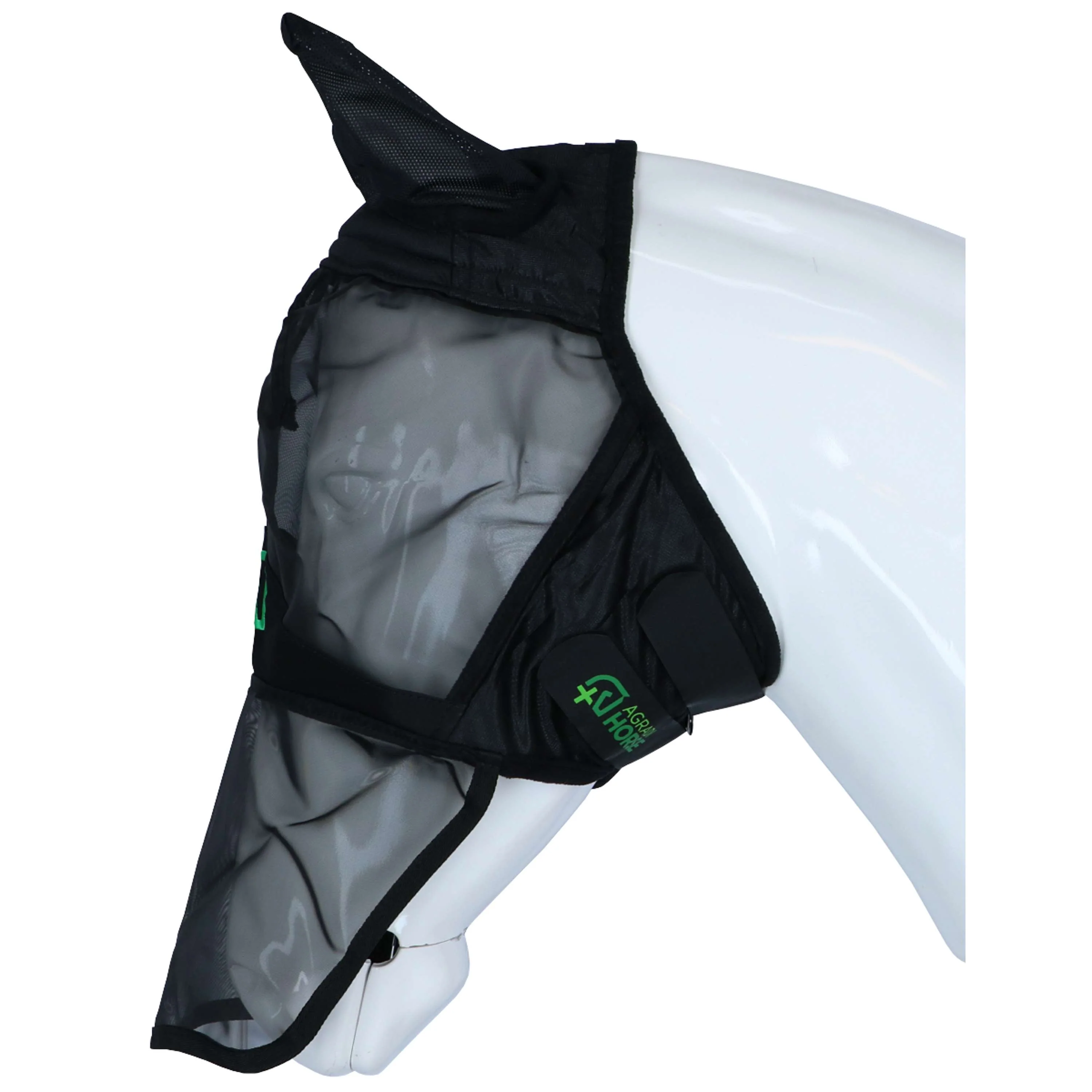 Agradi Horse Masque Anti-Mouches Fine Mesh avec Oreilles et Nez Noir - Image 5