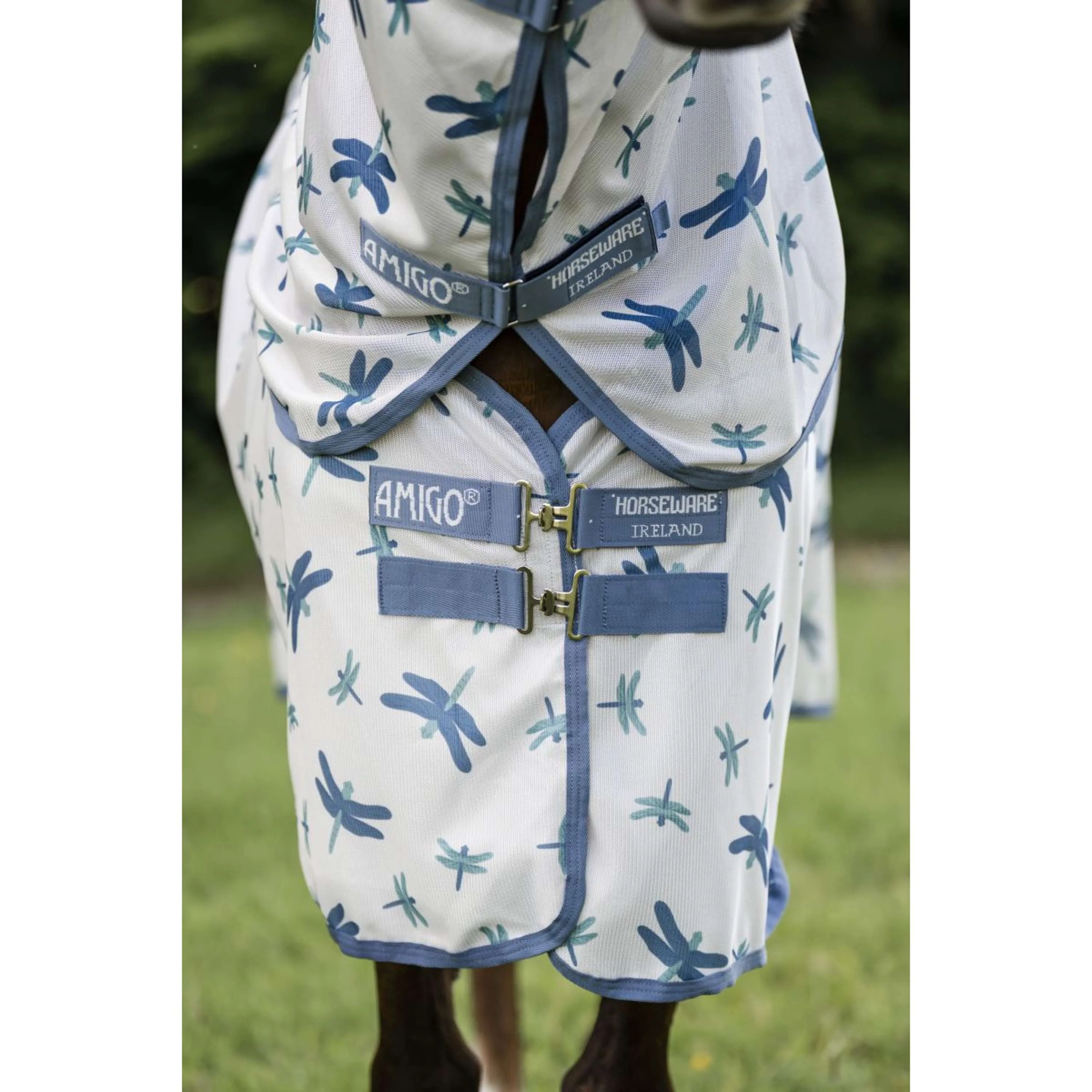 Amigo Couverture Anti-Mouches Plus Dragonfly Print/Silver/Blue/Sage - Image 6