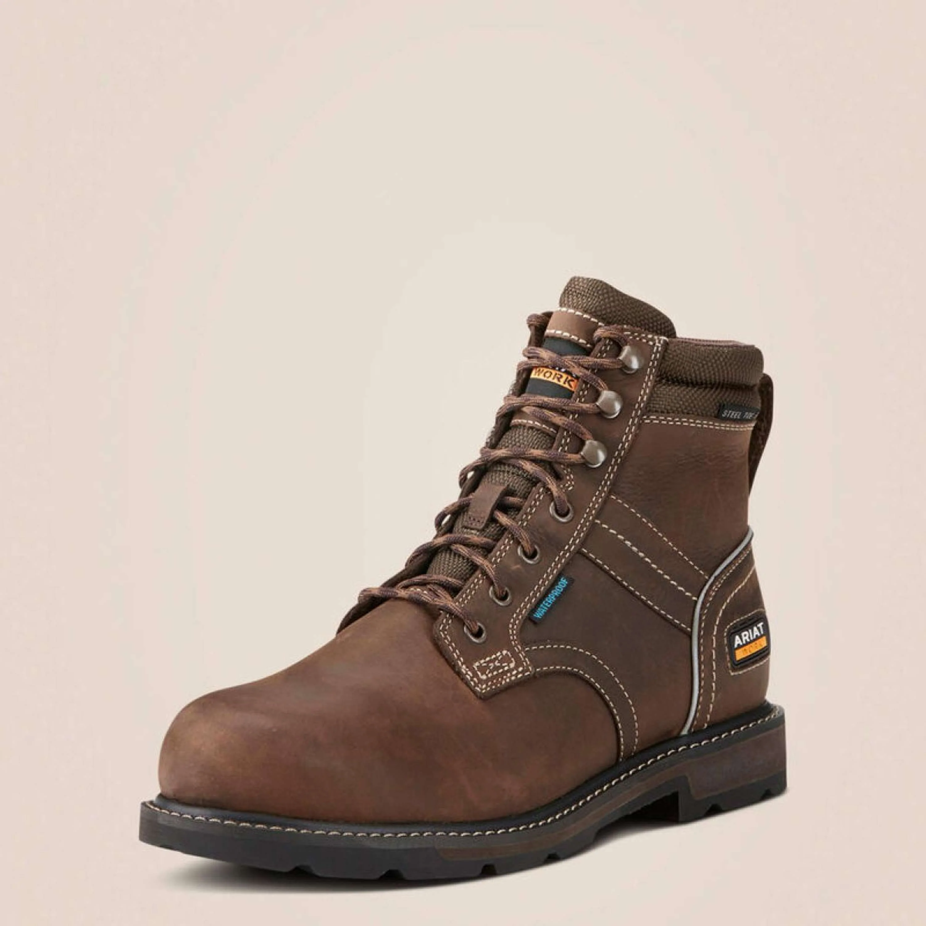 Ariat Chaussures d’extérieur Groundbreaker Lace Steel Toe Waterproof Hommes Marron foncé