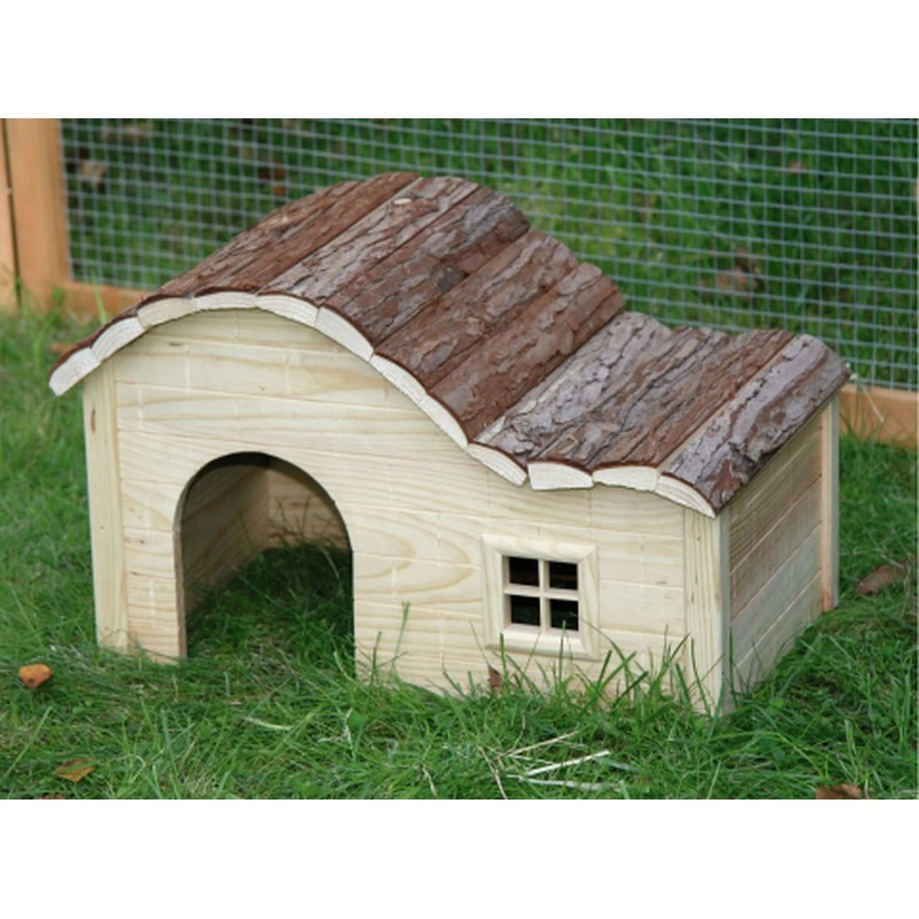 Kerbl Rabbit House Nature with Wavy Roof Wood Bois - Image 2