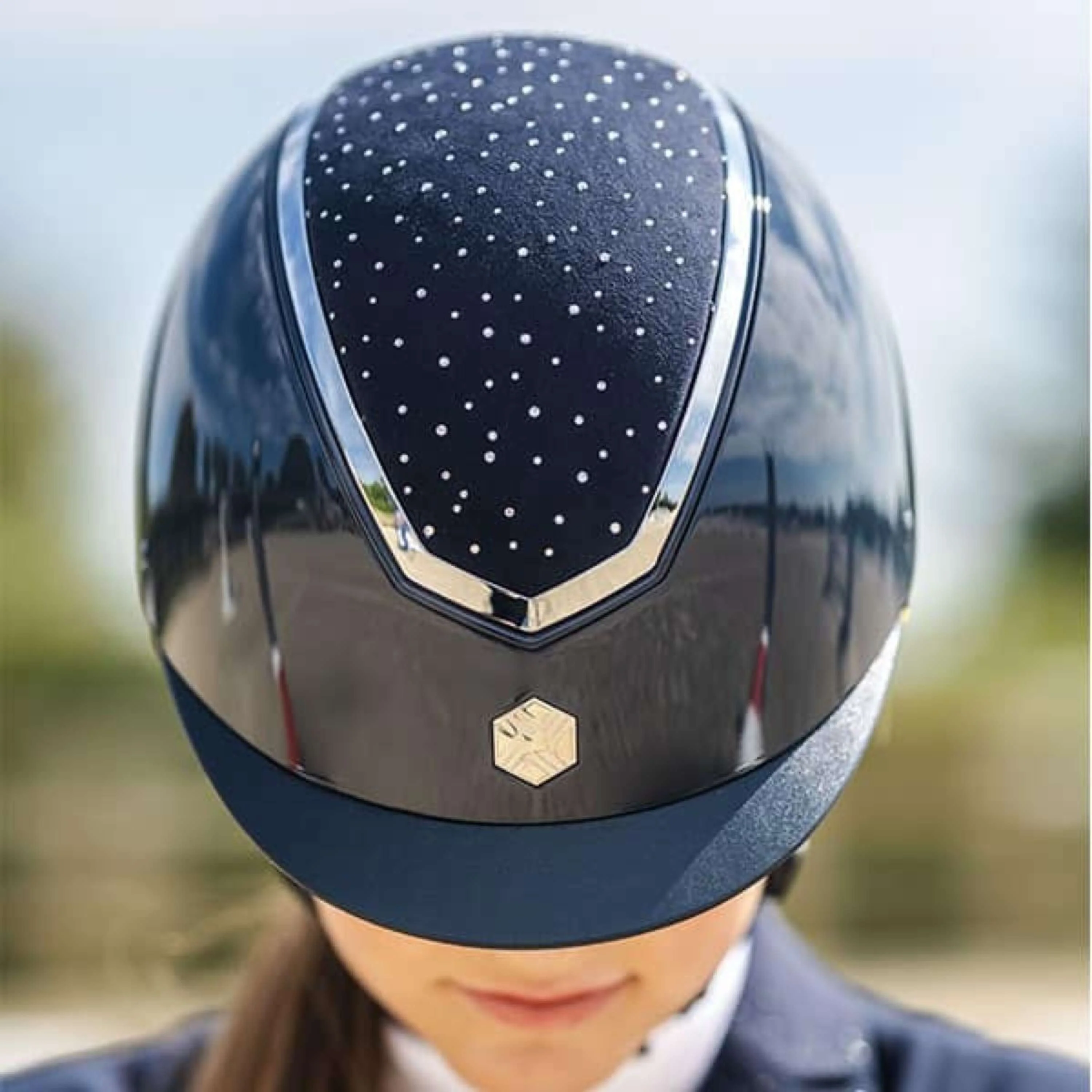 Charles Owen Bombe Kylo Crystal Navy Gloss/Silver - Image 4