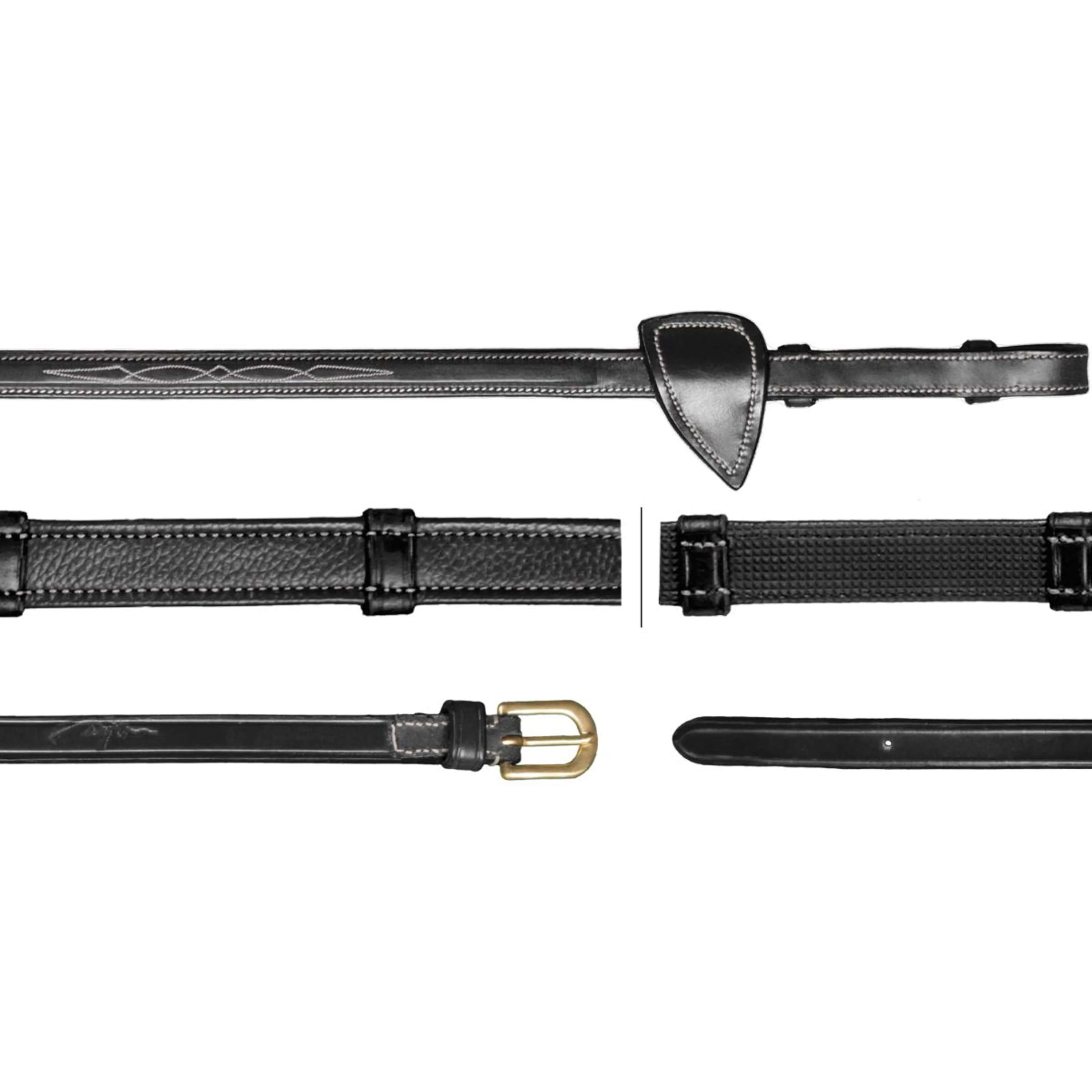 Dyon Rênes Hunter 5/8 avec Arrêts Cuir Noir