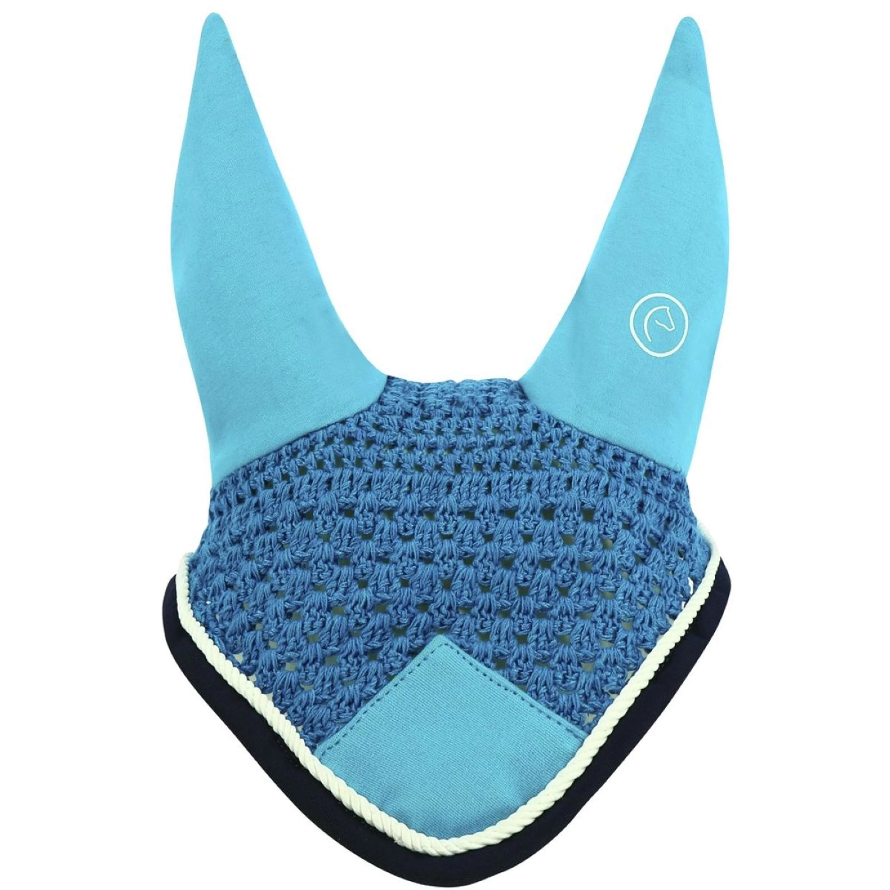 EQUITHÈME Bonnet Anti-Mouches Polyfun Turquoise/Bleu Marine