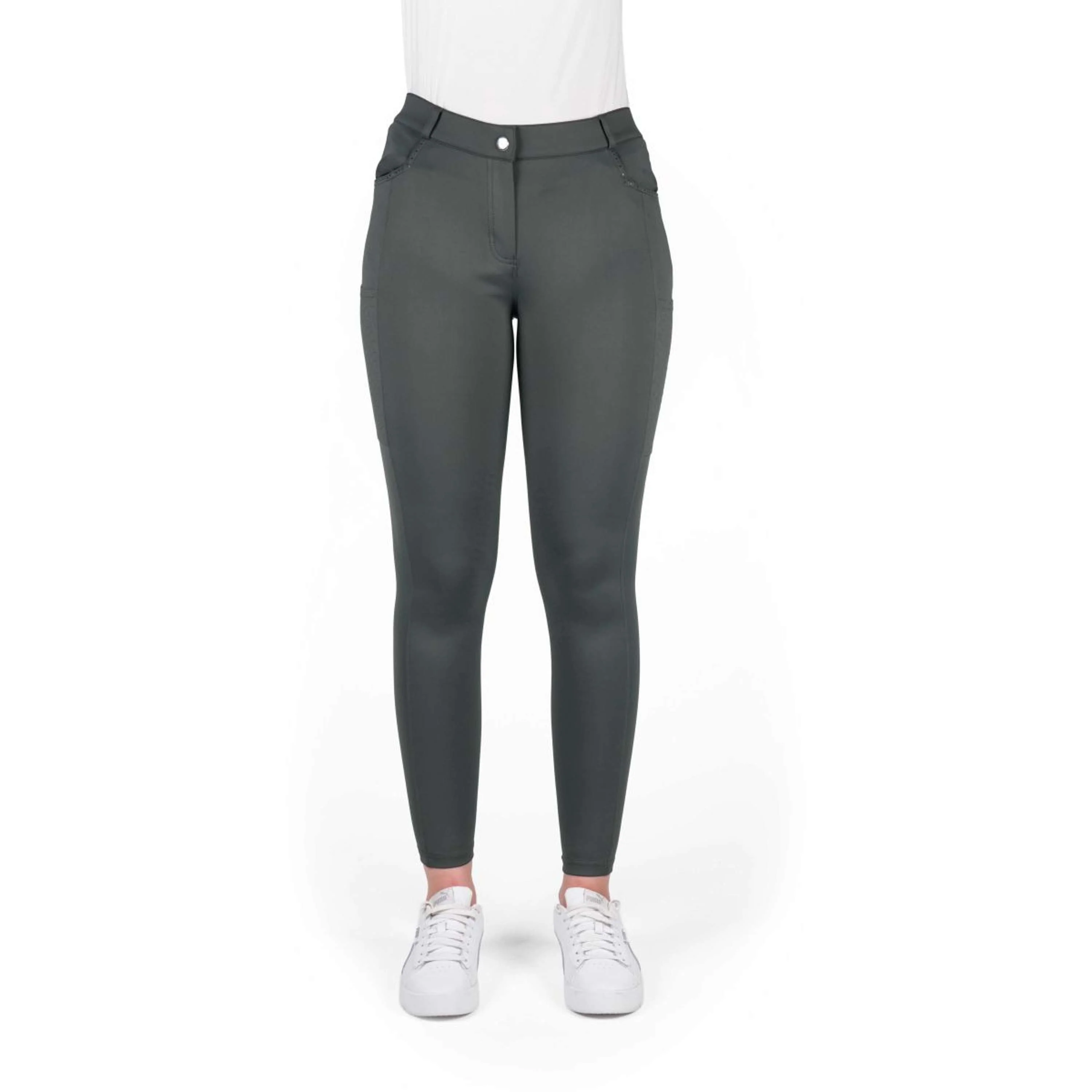 EQUITHÈME Pantalon d'Équitation Capucine Knee Grip Gris - Image 5