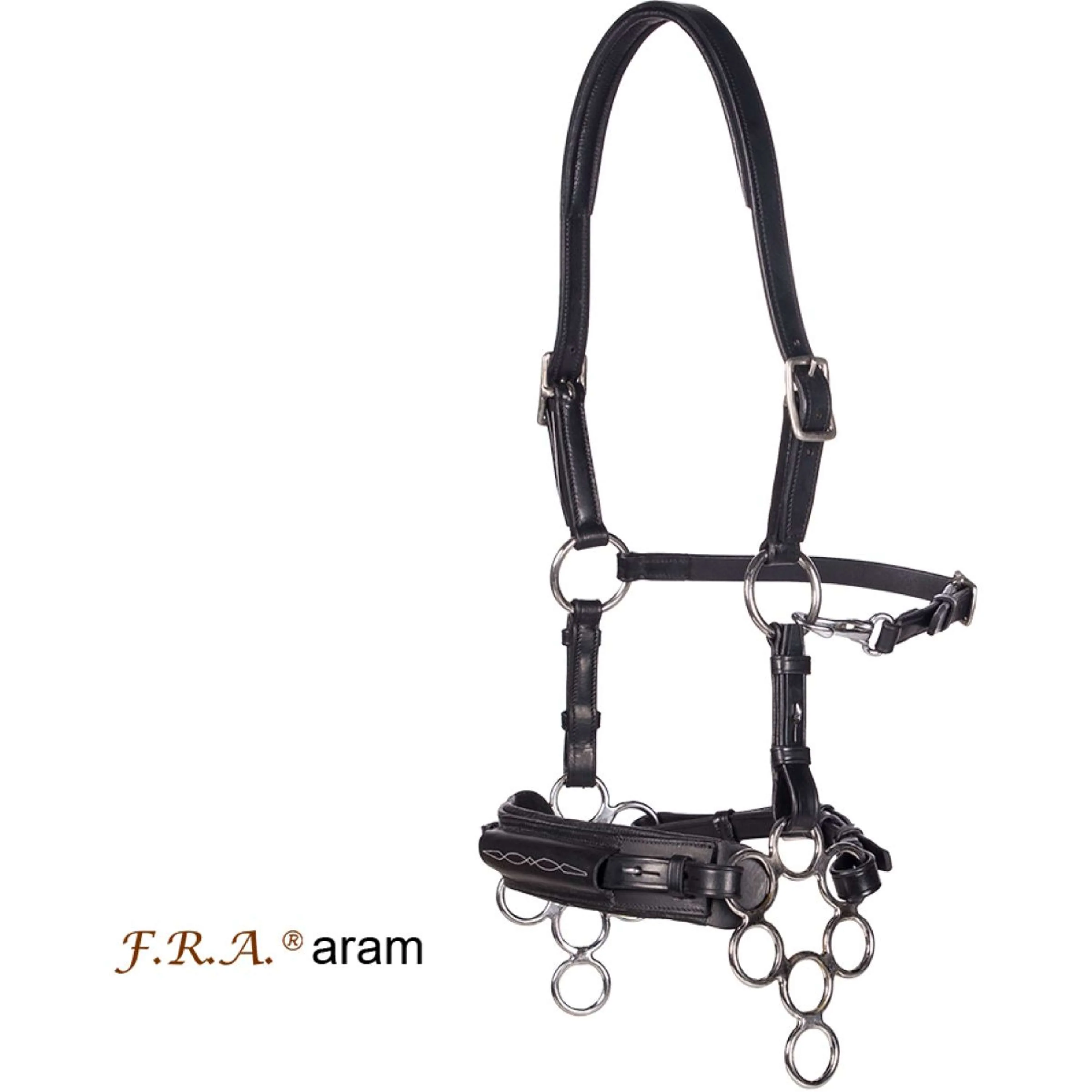 F.R.A. Hackamore Aram Cuir avec Branches Noir