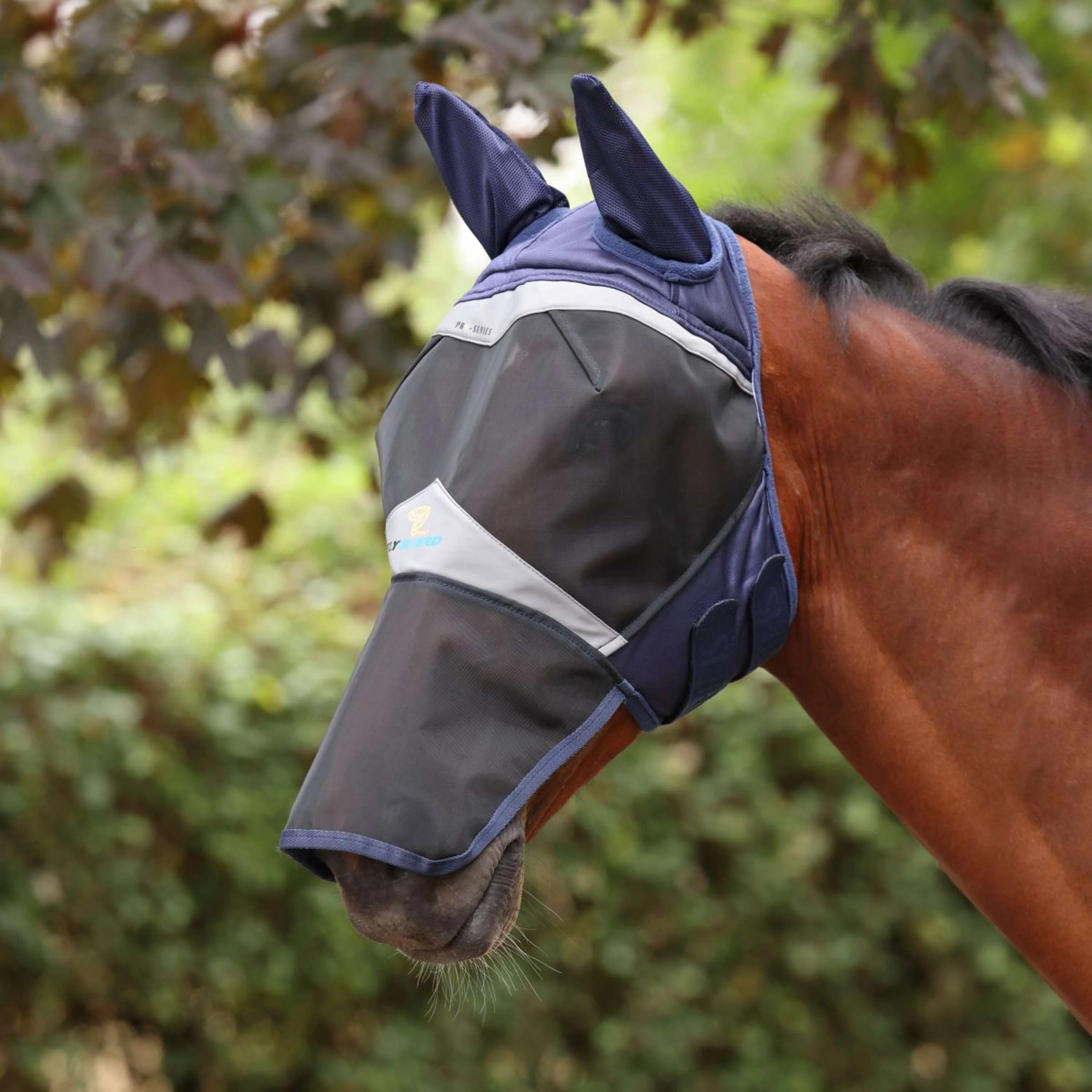 FlyGuard by Shires Masque Anti-Mouches Pro Fine Mesh avec Oreilles et Rabat Nez Marin