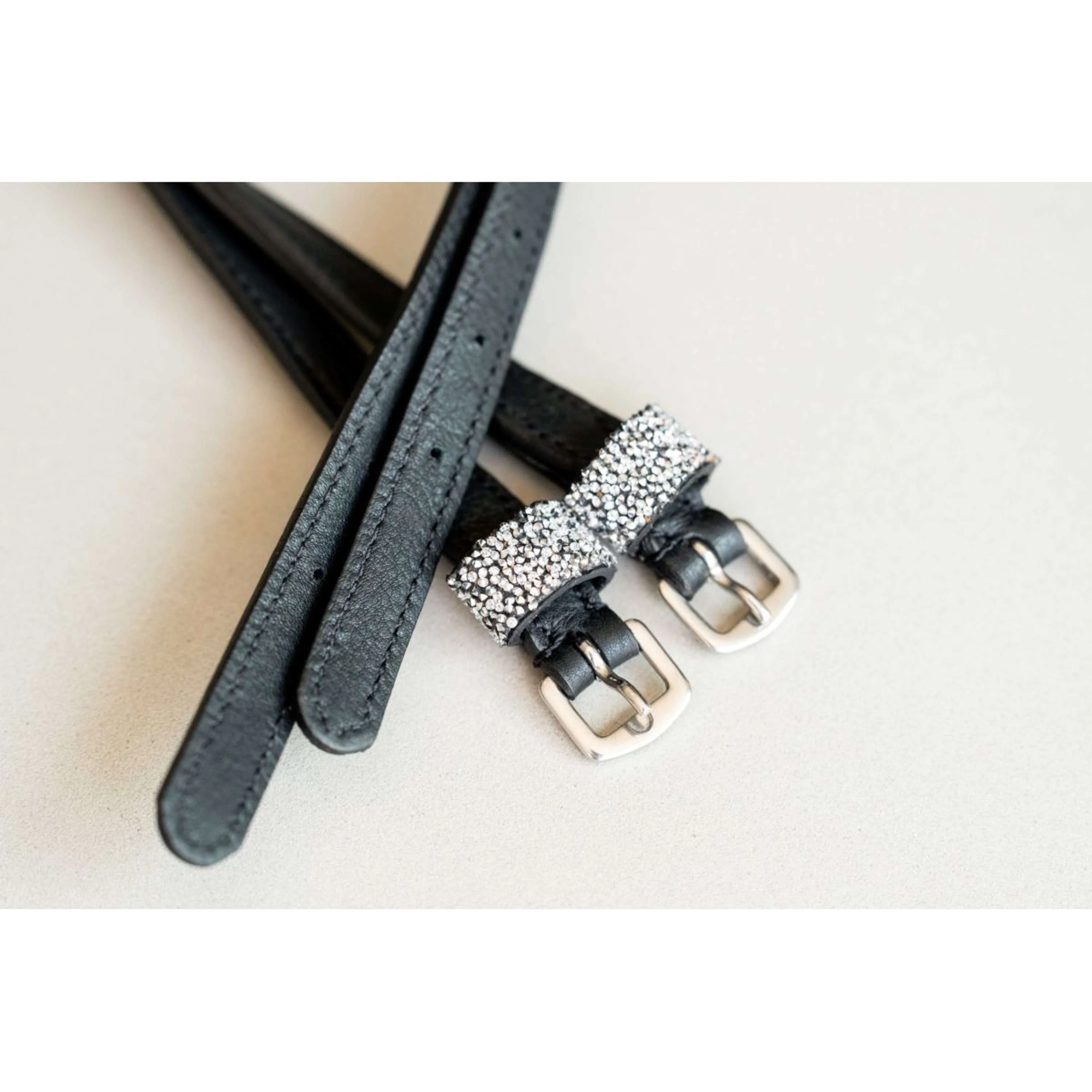 HB Ruitersport Lanières pour Éperons Showtime Sparkle Noir/Argent