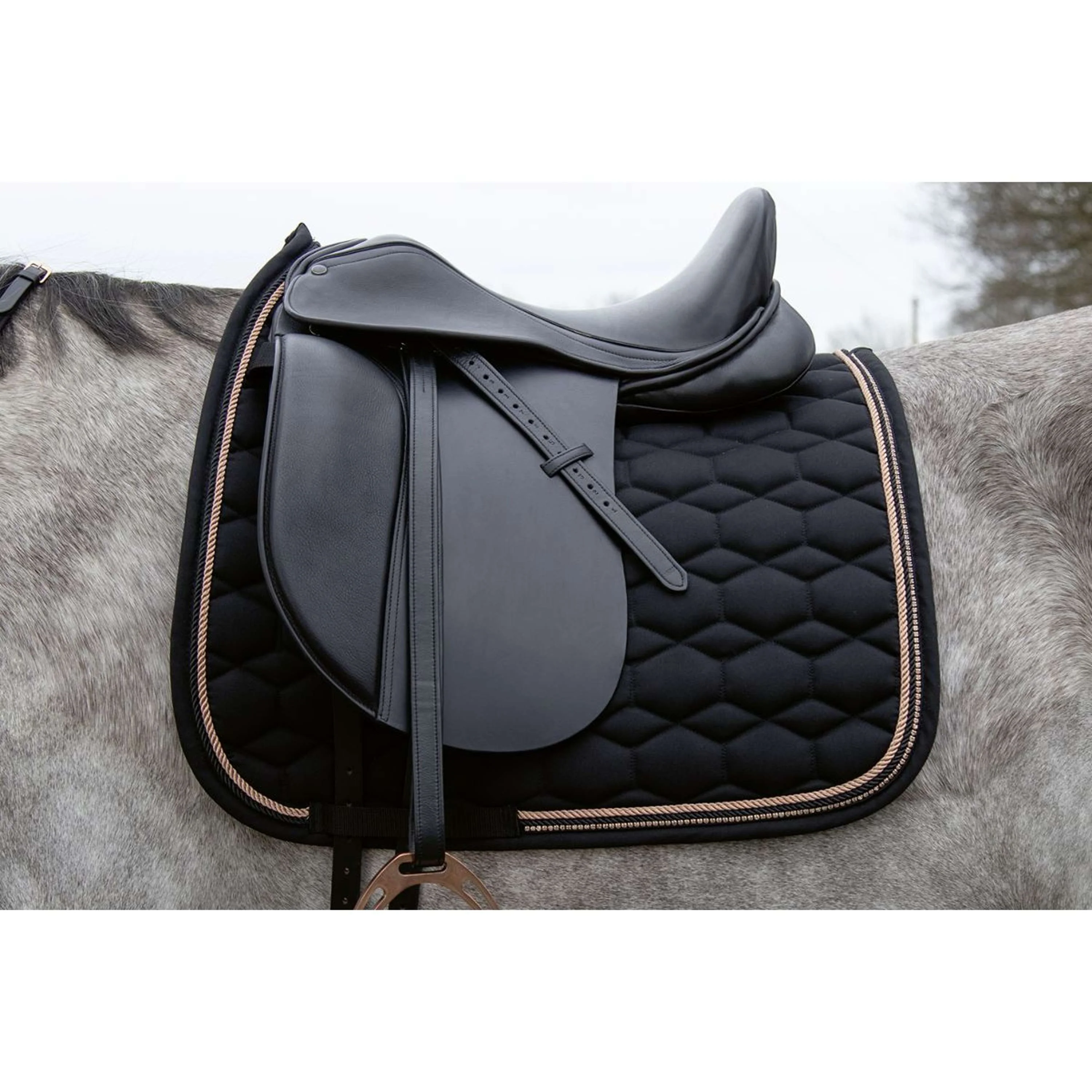 HKM Tapis de Selle Rosegold Glamour Dressage Noir/Or rose - Image 2