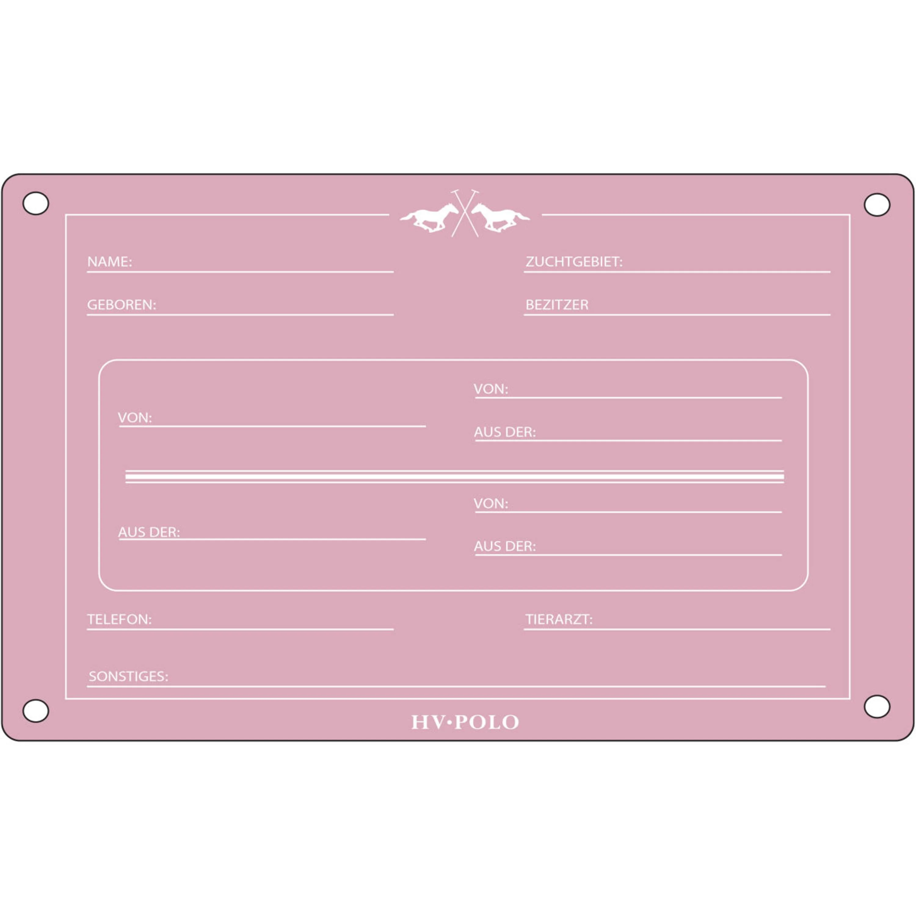 HV Polo Plaque de Box HVPPolo Anglais Pretty Pink