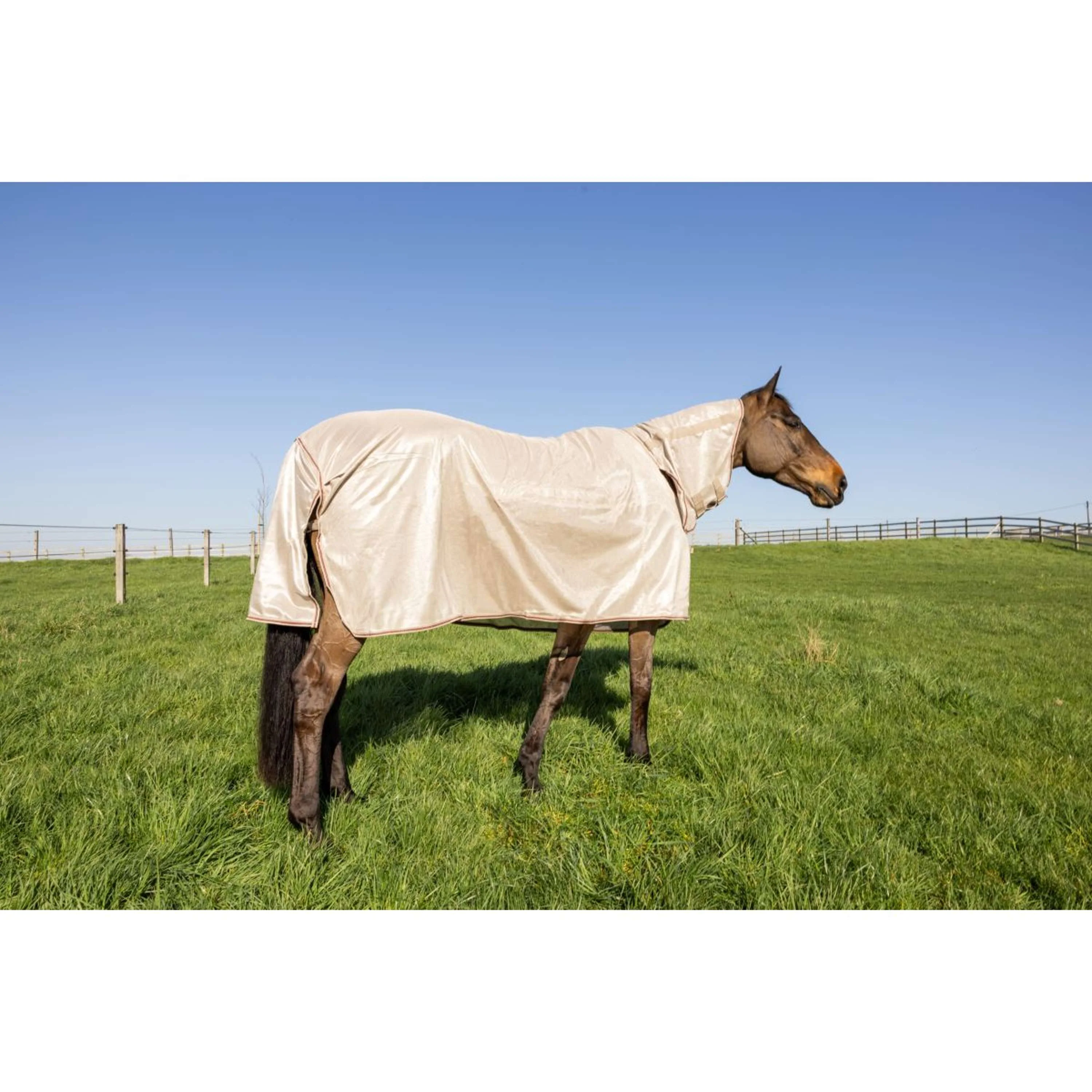 Kentucky Couverture Anti-Mouches Comfort Mesh Classic with Neck & Belly Cover Beige/Bordeaux - Image 14