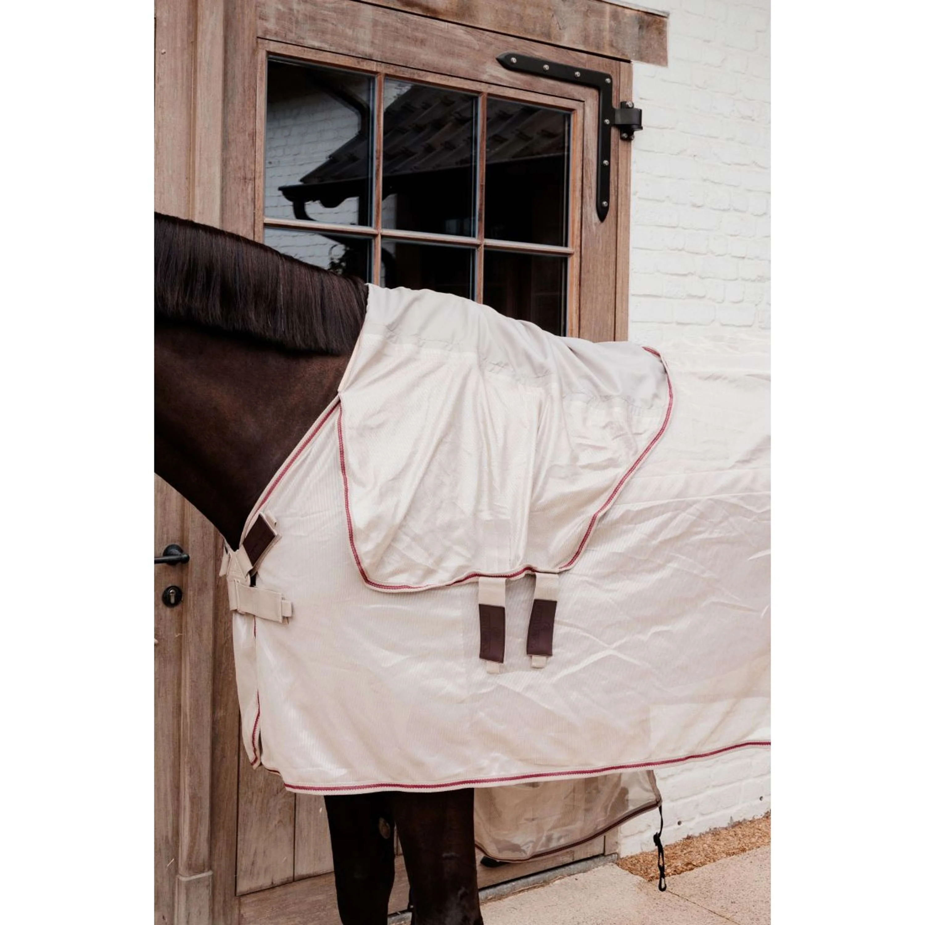 Kentucky Couverture Anti-Mouches Comfort Mesh Classic with Neck & Belly Cover Beige/Bordeaux - Image 9