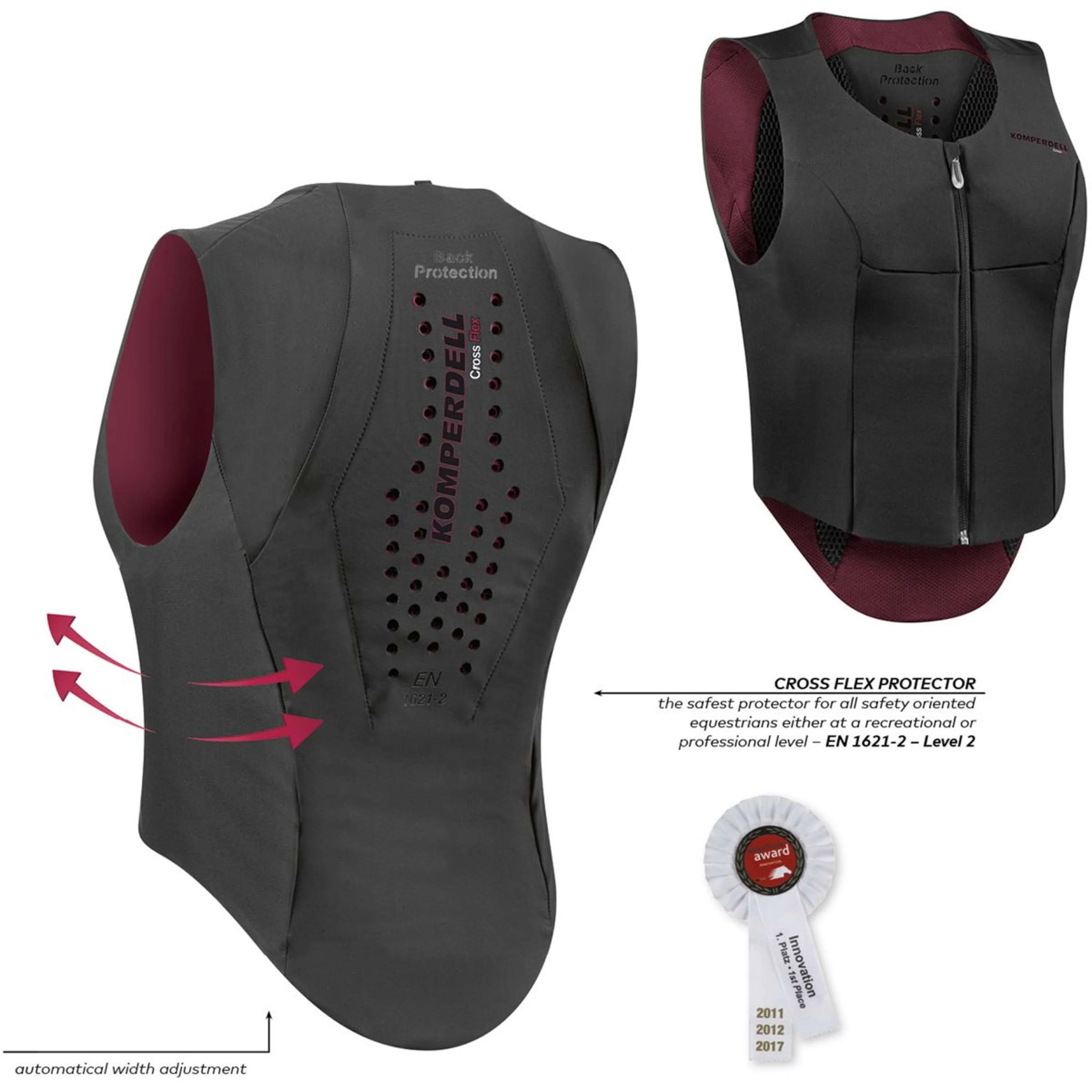 Komperdell Gilet de Protection Flexfit Mince Noir/Bordeaux - Image 2