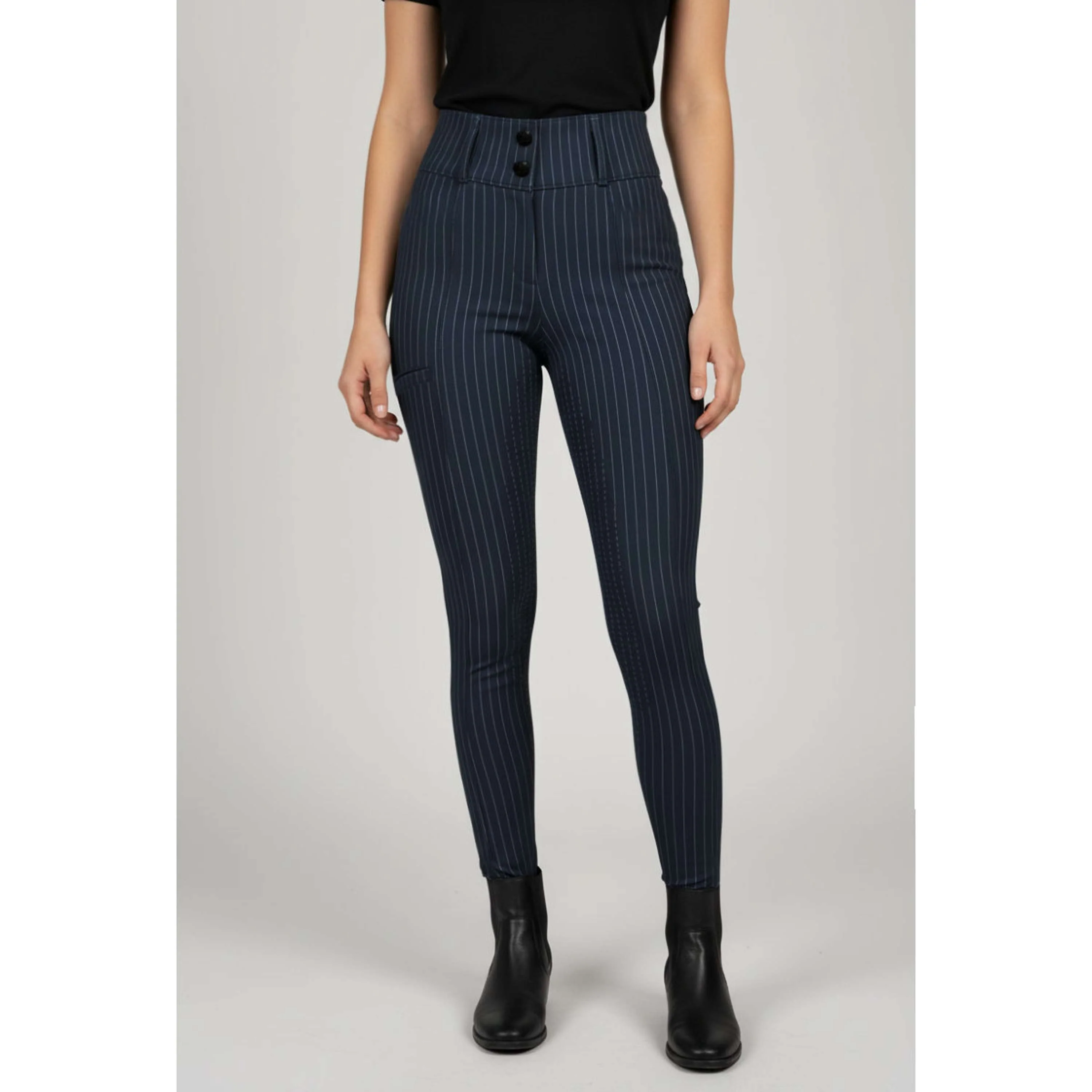 PS of Sweden Pantalon d'Équitation Penny Pinstripe Full Grip Marin