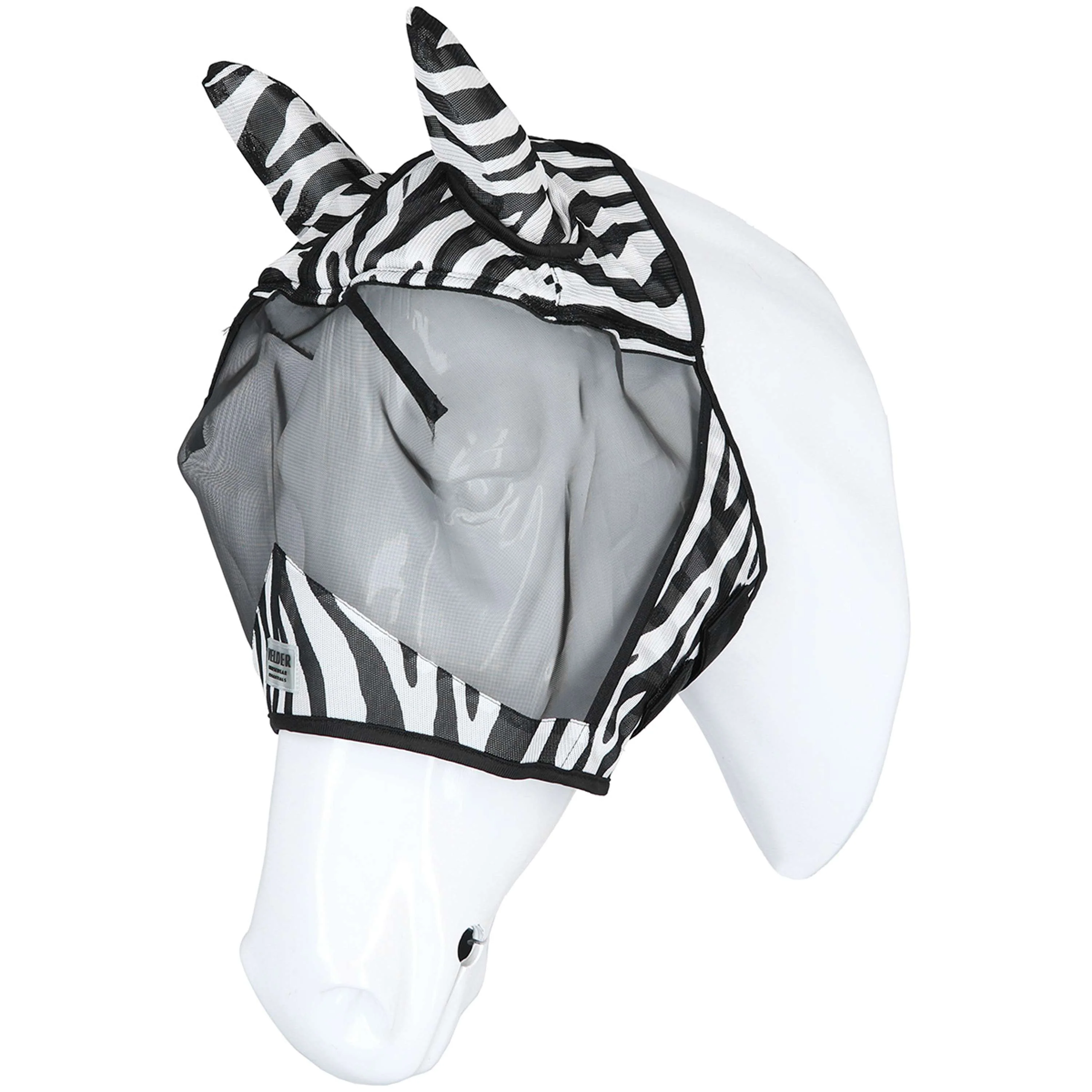 Velder Horsewear Essentials Masque Anti-Mouches Zebra avec Oreilles Noir/Blanc - Image 3