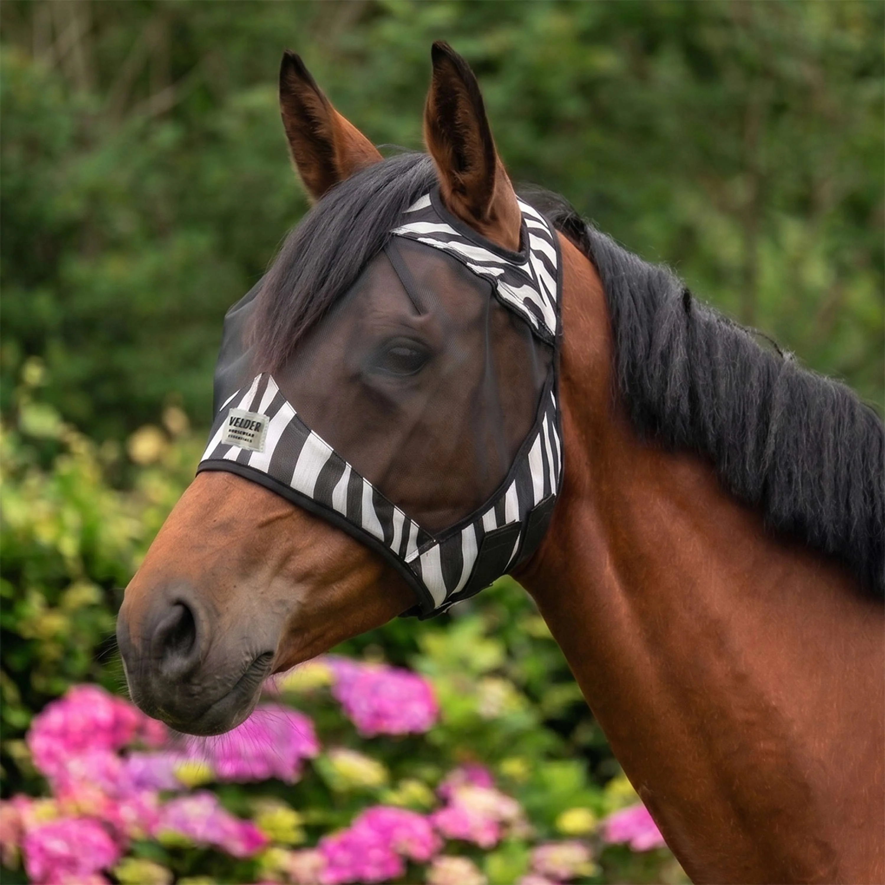 Velder Horsewear Essentials Masque Anti-Mouches Zebra sans Oreilles Noir/Blanc