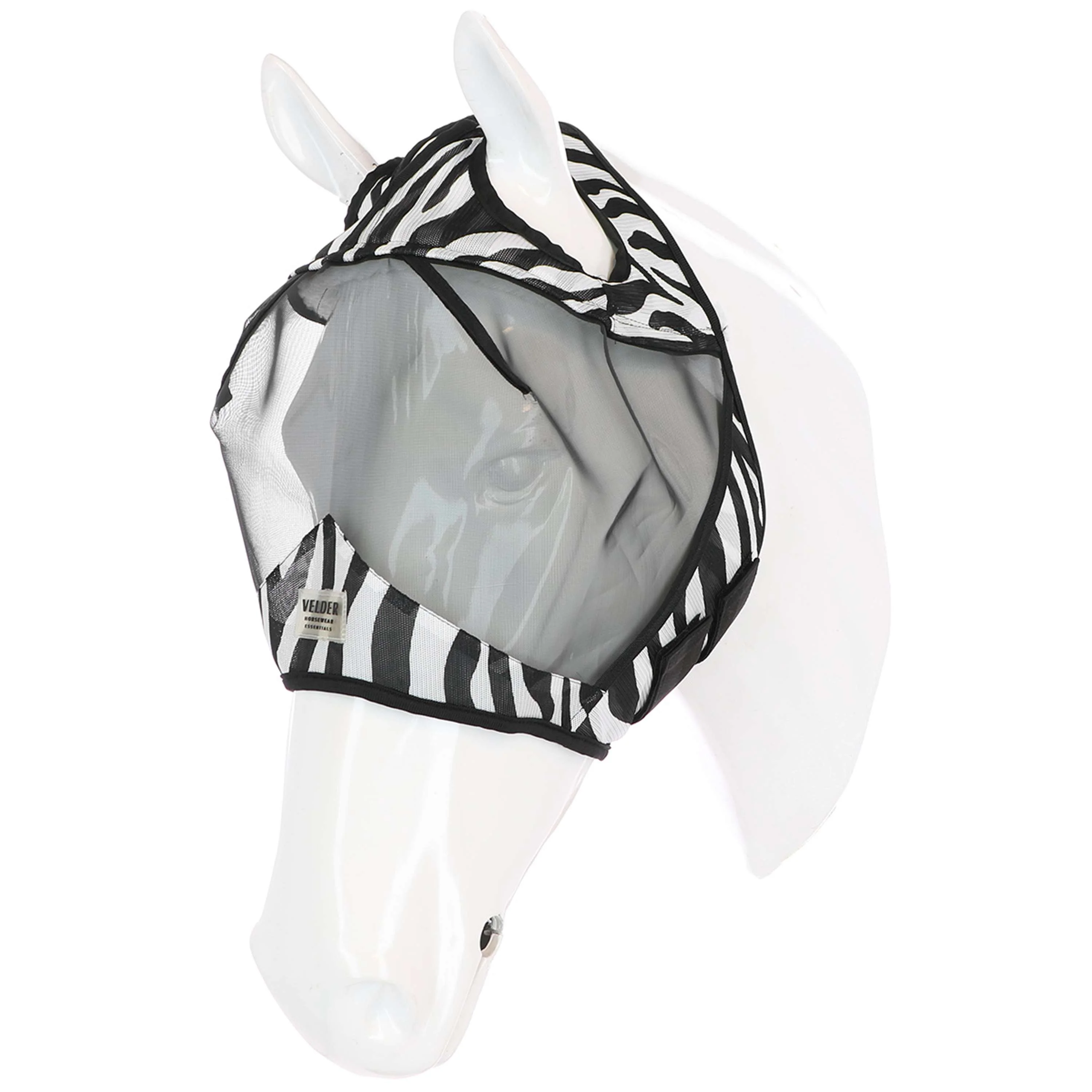 Velder Horsewear Essentials Masque Anti-Mouches Zebra sans Oreilles Noir/Blanc - Image 2