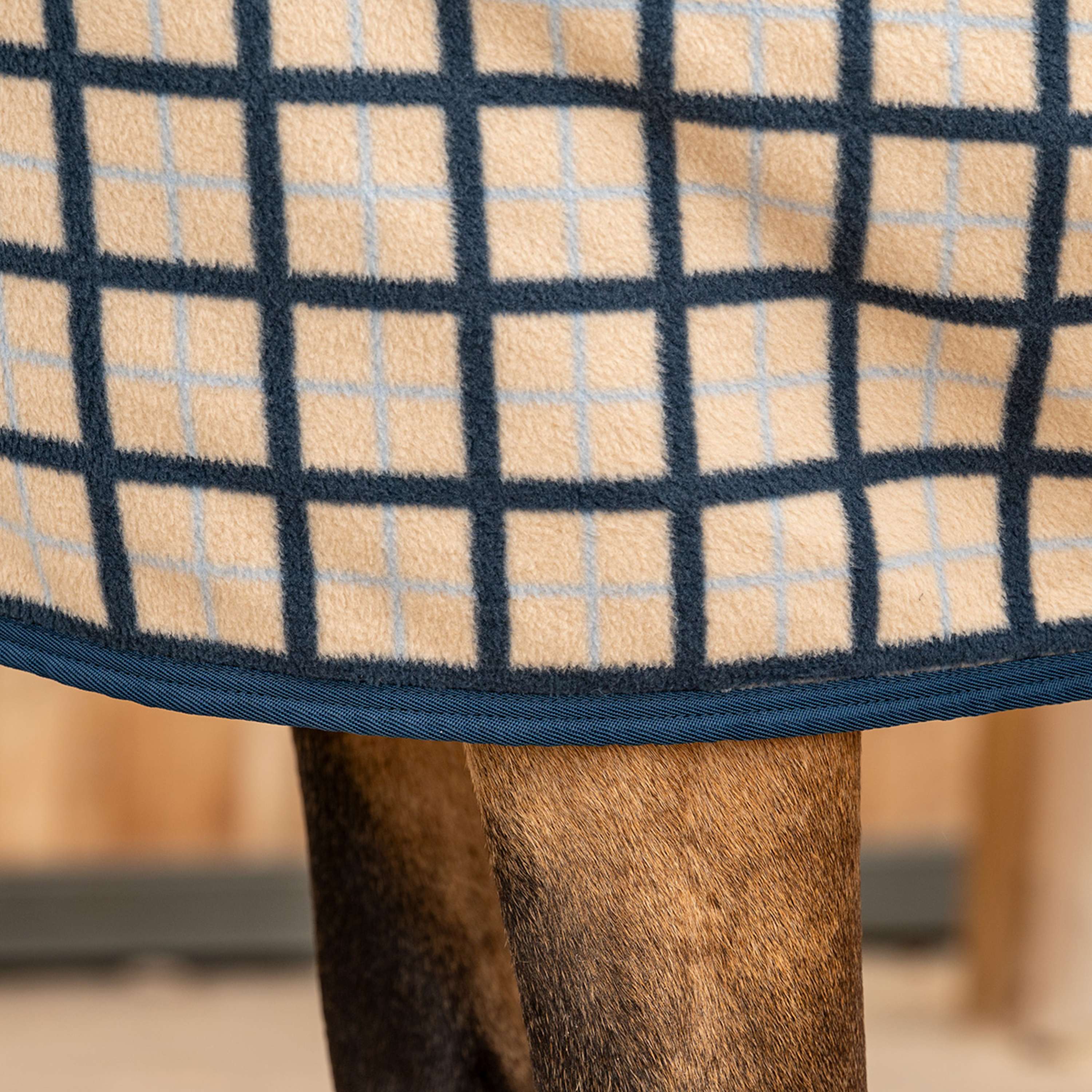 Velder Horsewear Premium Fleece Cooler with Collar Navy Check - Image 6